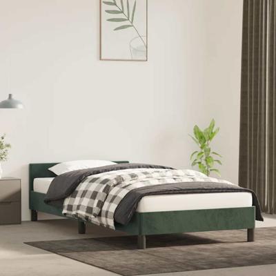 Bedframe zonder matras 100x200 cm fluweel donkergroen