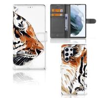 Hoesje Samsung Galaxy S22 Ultra Watercolor Tiger Hoesje Samsung Galaxy S22 Ultra Watercolor Tiger