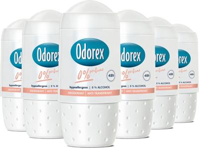 Odorex Odorex Deo Roll-on - 0% Parfum 50 ml. 6 x Voordeelpak