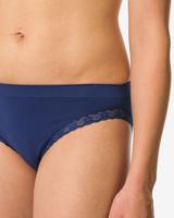 HEMA Damesslip Naadloos Micro Met Kant Donkerblauw (donkerblauw)