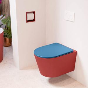 Wandcloset Mondiaz Lavie | Zonder spoelrand | Incl.Toiletzitting-Jeans | Keramiek | Fire (rood)