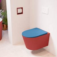 Wandcloset Mondiaz Lavie | Zonder spoelrand | Incl.Toiletzitting-Jeans | Keramiek | Fire (rood)