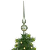 Othmar Decorations Kerstboom piek - salie groen - 28 cm - kunststof - kerstpiek - thumbnail