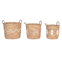 Basket spelset DKD Home Decor Wit Natuurlijk Touw Zeegras (3 Onderdelen)