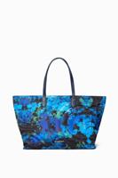 Hand- en schoudertas met gebloemde camouflageprint - BLUE - U