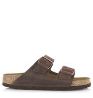 BIRKENSTOCK Birkenstock - Arizona Habana Bruin Nubuck Platte sandalen Unisex - thumbnail