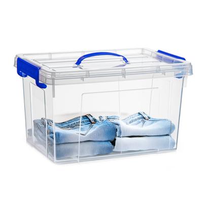 Opslagbox met deksel - transparant blauw - 18.5 liter - 42 x 30 x 24 cm - kunststof