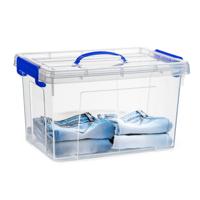 Opslagbox met deksel - transparant blauw - 18.5 liter - 42 x 30 x 24 cm - kunststof
