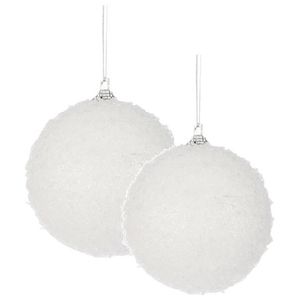 36x stuks kerstversiering witte sneeuw effect kerstballen 5 en 7 cm - Kerstbal