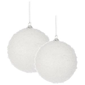 20x stuks kerstversiering witte sneeuw effect kerstballen 8 en 10 cm - Kerstbal