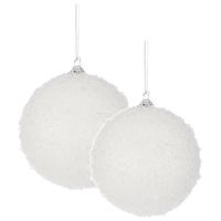 24x stuks kerstversiering witte sneeuw effect kerstballen 8 en 10 cm - Kerstbal - thumbnail