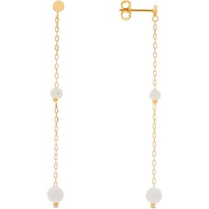 Glow 208.0816.00 Oorhangers geelgoud-zoetwaterparel wit 48 mm
