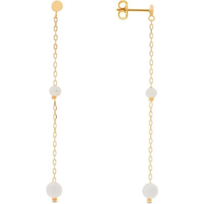 Glow 208.0816.00 Oorhangers geelgoud-zoetwaterparel wit 48 mm