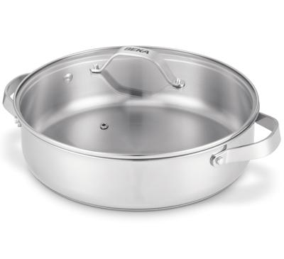 Beka Hapjespan met 2 zijgrepen & glazen deksel - Sauteerpan - Cicla - RVS - ø 28 cm - zonder anti-aanbaklaag - geschikt voor alle warmtebronnen