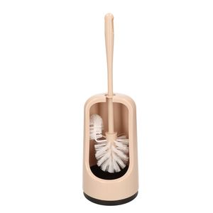 WC-borstel/toiletborstel met randreiniger en houder beige 41 cm van kunststof - Toiletborstels