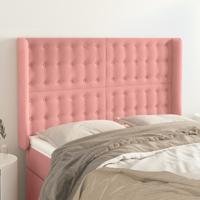 Hoofdbord met randen 147x16x118/128 cm fluweel roze