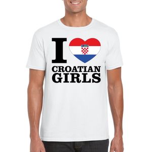 Wit I love Croatian girls/ I love Kroatische dames t-shirt voor heren 2XL  -