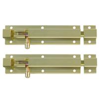 AMIG schuifslot/plaatgrendel - 2x - aluminium - 10cm - goud - incl schroeven - deur - raam