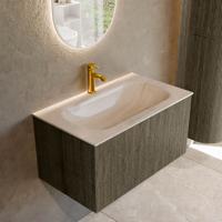 Badmeubel Mondiaz Kurve-Dlux | 80 cm | Meubelkleur Shadow | Wastafelkleur Meli | Solid surface | Wasbak midden spoelbak | 1 kraangat