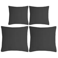 Stof Textile sierkussen Nelson - 4x - donkergrijs - 2 formaten - polyester