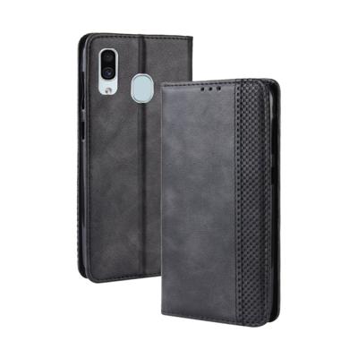 Magnetische sluiting Retro Crazy Horse textuur horizontaal flip lederen Case voor Galaxy A20/A30, met houder & kaartsleuven & Foto Frame(Black)