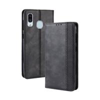 Magnetische sluiting Retro Crazy Horse textuur horizontaal flip lederen Case voor Galaxy A20/A30, met houder & kaartsleuven & Foto Frame(Black)