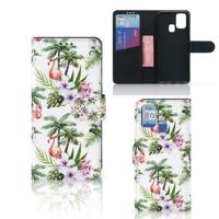Samsung Galaxy M31 | Telefoonhoesje | Met pasjeshouder | Flamingo Palms