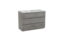 Storke Edge staand badmeubel 110 x 52 cm beton donkergrijs met Diva asymmetrisch linkse wastafel in composietmarmer hoogglans wit