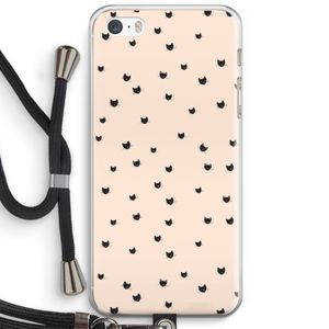 Kleine kattenkopjes: iPhone 5 / 5S / SE Transparant Hoesje met koord