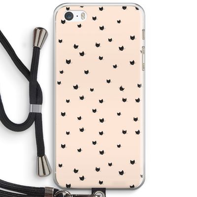 Kleine kattenkopjes: iPhone 5 / 5S / SE Transparant Hoesje met koord
