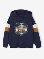 Sweater met capuchon met geplaatste print marineblauw