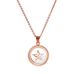 CO88 Ketting met hanger ster rosékleurig staal 38-43 cm 8CN-26010
