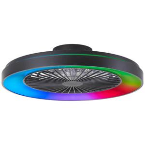 Brilliant Zwarte plafondventilatorMazzaro met RGB lamp - 58cm - G93870/06
