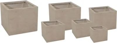 Mega Collections Kubus Plantenbak Clayfibre - L55 x B55 x H46 cm - Zand (Bruin)