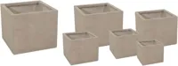Mega Collections Kubus Plantenbak Clayfibre - L55 x B55 x H46 cm - Zand (Bruin)