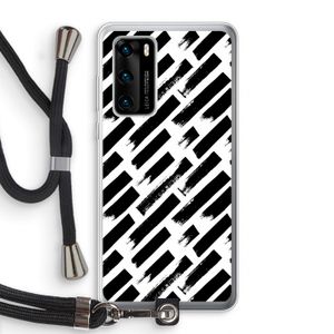 Zwarte vegen: Huawei P40 Transparant Hoesje met koord