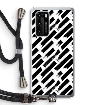 Zwarte vegen: Huawei P40 Transparant Hoesje met koord