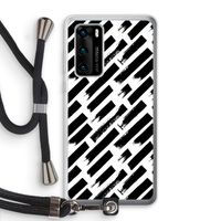 Zwarte vegen: Huawei P40 Transparant Hoesje met koord Zwarte vegen: Huawei P40 Transparant Hoesje met koord