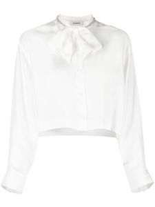 SANDRO blouse en soie à col lavallière - Blanc