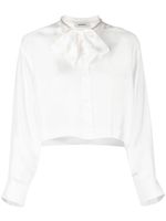 SANDRO blouse en soie à col lavallière - Blanc - thumbnail