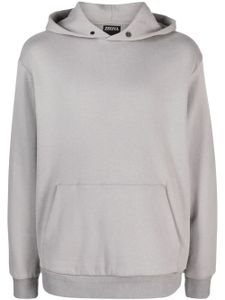 Zegna hoodie en coton mélangé à coupe ample - Gris