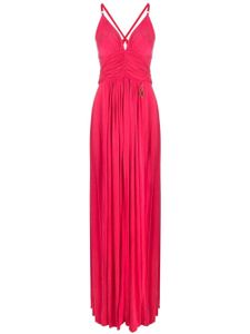 Elisabetta Franchi robe longue plissée à col v - Rose