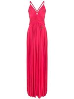 Elisabetta Franchi robe longue plissée à col v - Rose