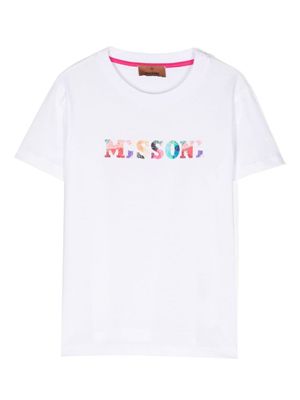 Missoni Kids t-shirt en coton à logo imprimé - Blanc