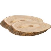 Decoratie boomschijven - 2x st- hout - 26 x 16 x 2,5 cm - ovaal