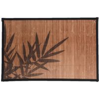 Rechthoekige placemat 30 x 45 cm bamboe bruin met zwarte bamboe print 2    - - thumbnail