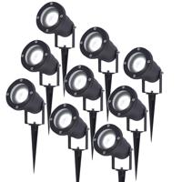 Set van 9 LED prikspots - 4 Watt 345 Lumen - Dimbaar - Kantelbaar - 6500K daglicht wit - GU10 - IP64 Waterdicht - Zwart - Tuinspots