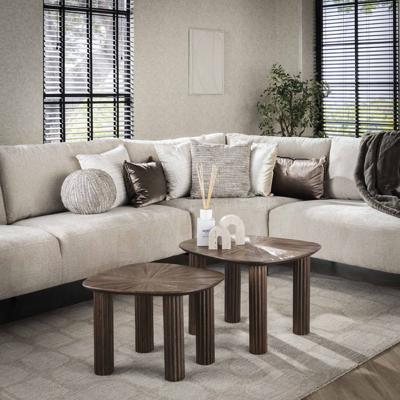 LifestyleFurn Organische Salontafel 'Sadaf' Teakhout, Set van 2 stuks