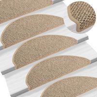 VidaXL Trapmatten zelfklevend 15 st sisal-look 65x21x4 cm donkerbeige