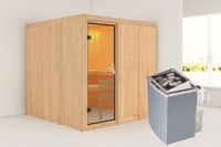 Karibu | Rodin Sauna | Bronzeglas Deur | Kachel 9 kW Geïntegreerde Bediening